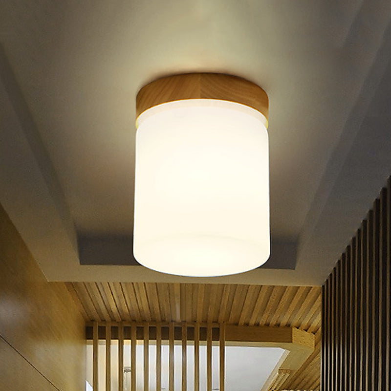 Frosted Glass Geometric Flush Mount Light - Nordic Style Ceiling Fixture for Corridor in White