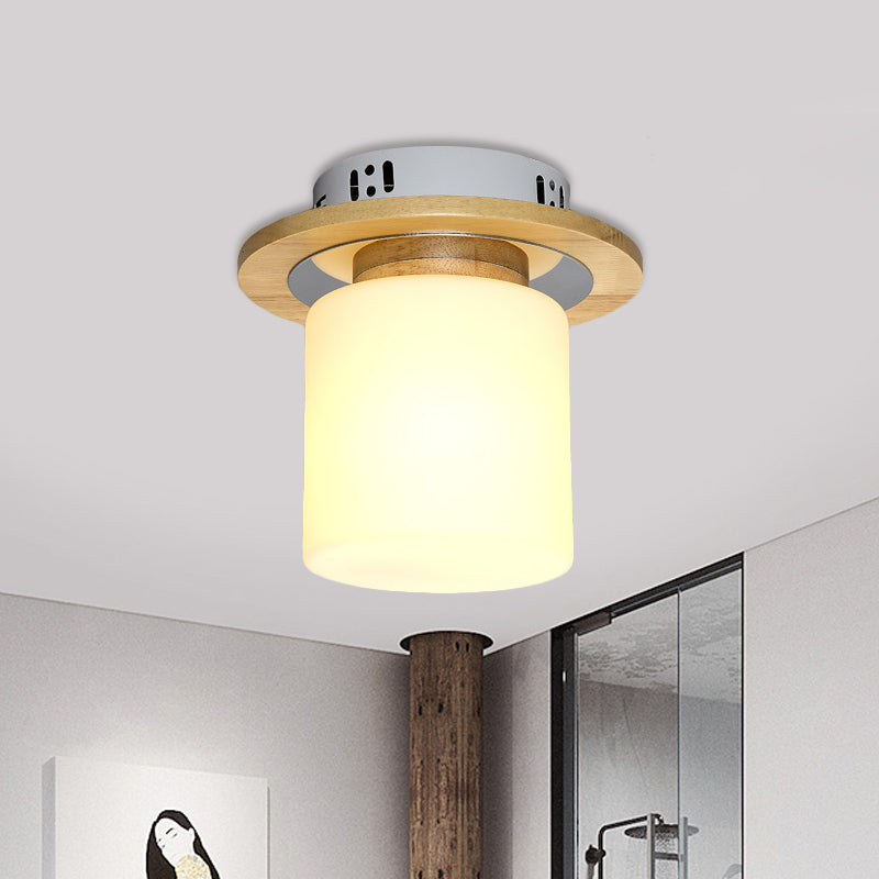 Frosted Glass Geometric Flush Mount Light - Nordic Style Ceiling Fixture for Corridor in White