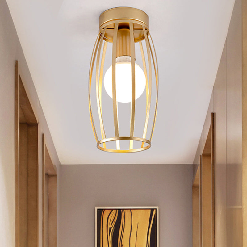 Nordic Metal Ceiling Mount Lamp | Oval Flush Mount Light | 1 Light | Corridor Lighting - Black/Pink/Yellow/Blue/Green/Gold