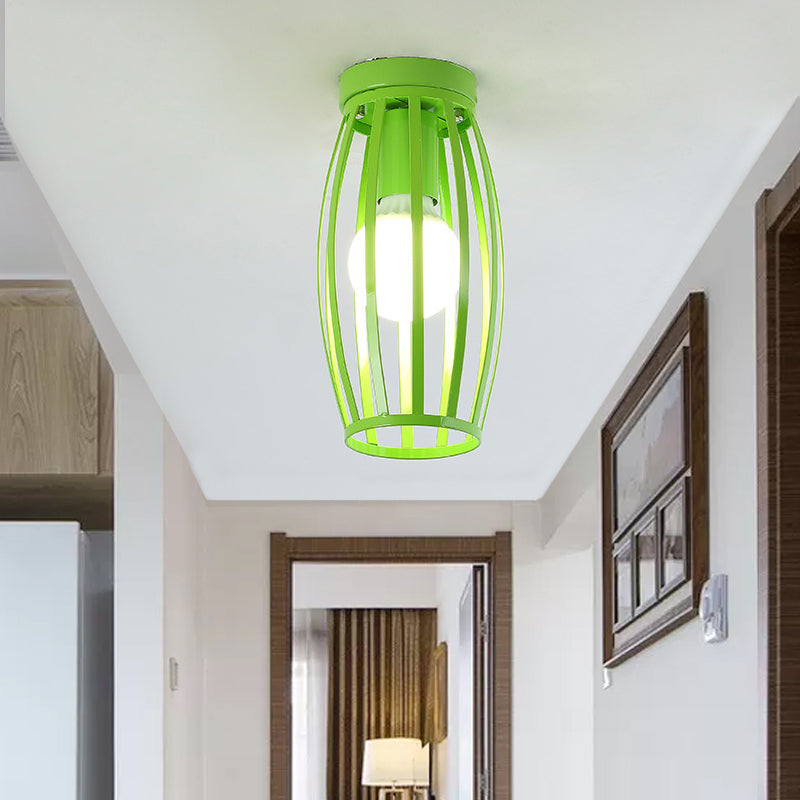 Nordic Metal Ceiling Mount Lamp | Oval Flush Mount Light | 1 Light | Corridor Lighting - Black/Pink/Yellow/Blue/Green/Gold