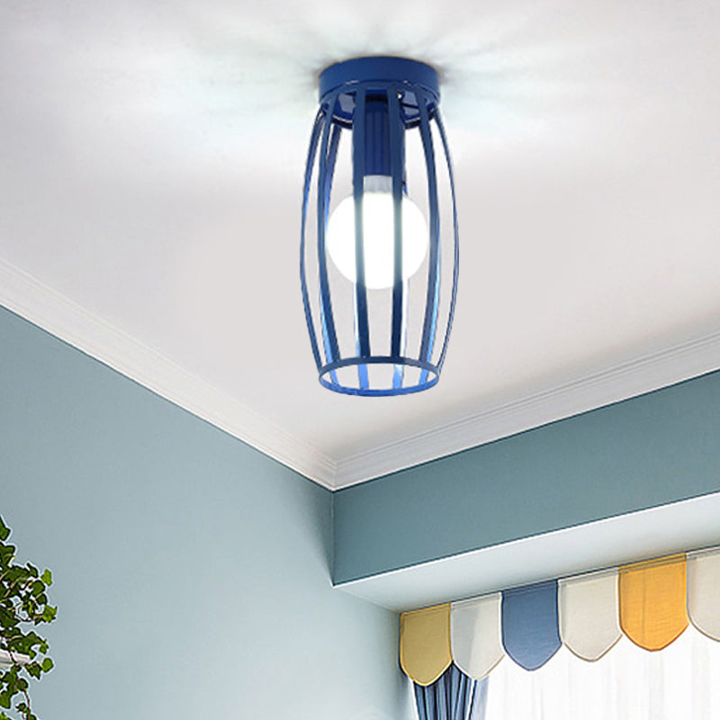 Nordic Metal Ceiling Mount Lamp | Oval Flush Mount Light | 1 Light | Corridor Lighting - Black/Pink/Yellow/Blue/Green/Gold