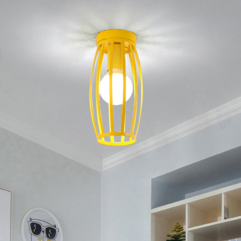 Nordic Metal Ceiling Mount Lamp | Oval Flush Mount Light | 1 Light | Corridor Lighting - Black/Pink/Yellow/Blue/Green/Gold