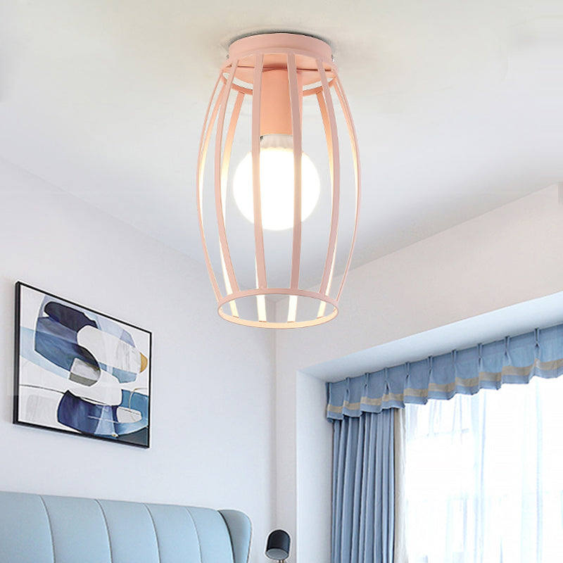Nordic Metal Ceiling Mount Lamp | Oval Flush Mount Light | 1 Light | Corridor Lighting - Black/Pink/Yellow/Blue/Green/Gold