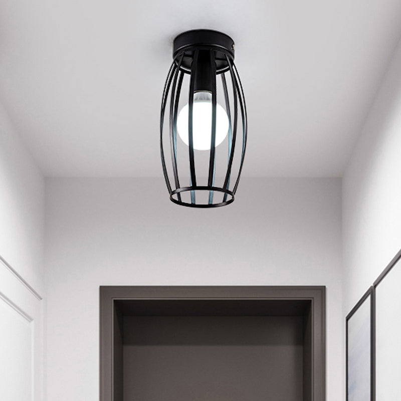 Nordic Metal Ceiling Mount Lamp | Oval Flush Mount Light | 1 Light | Corridor Lighting - Black/Pink/Yellow/Blue/Green/Gold