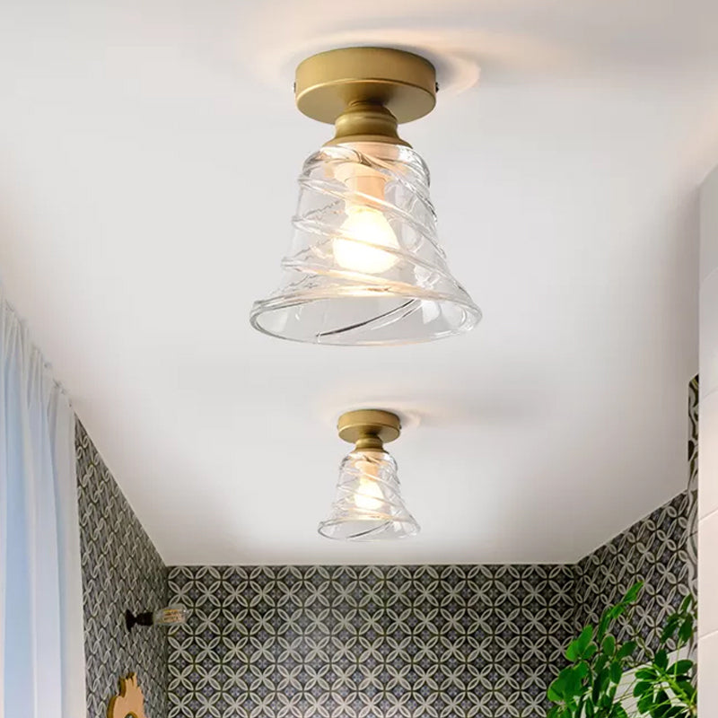 Lampe à encastrer contemporaine en verre Cyclone avec abat-jour en cloche transparent