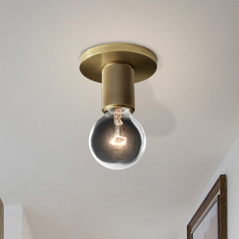 Modern Glass Flush Pendant Ceiling Light in Brass for Balcony - Globe, Cone, Cylinder, Trumpet Shapes