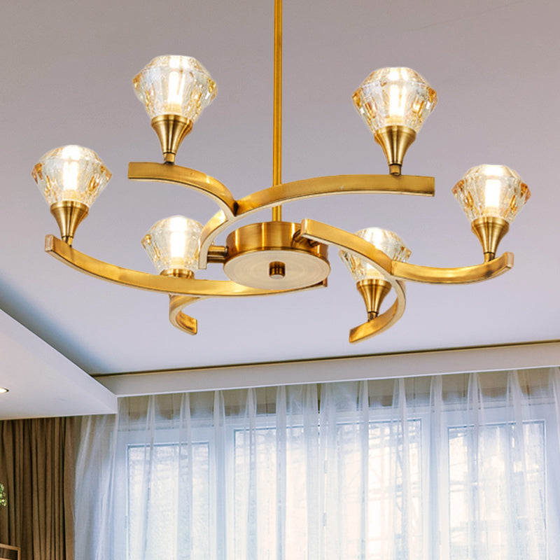 Sputnik Design Diamond Crystal Chandelier Light - Modern Ceiling Lamp Fixture with 6/8/10 Lights in Chrome/Gold