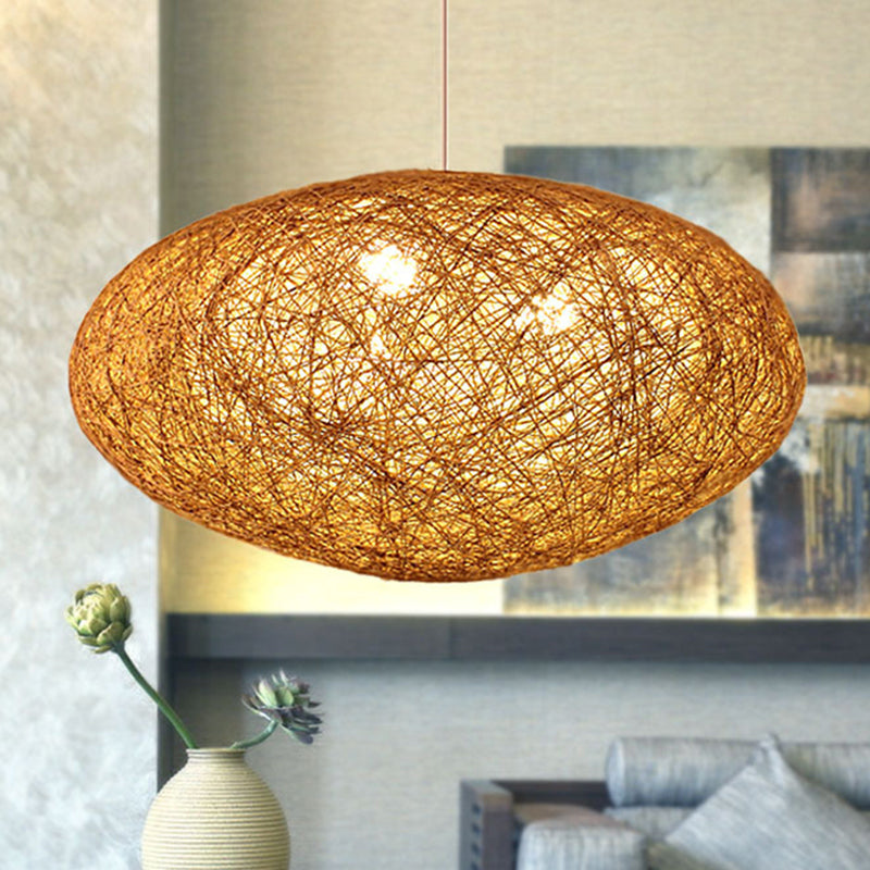 Wooden Modernist Pendant Light with Rope Suspension - Ideal for Dining Room