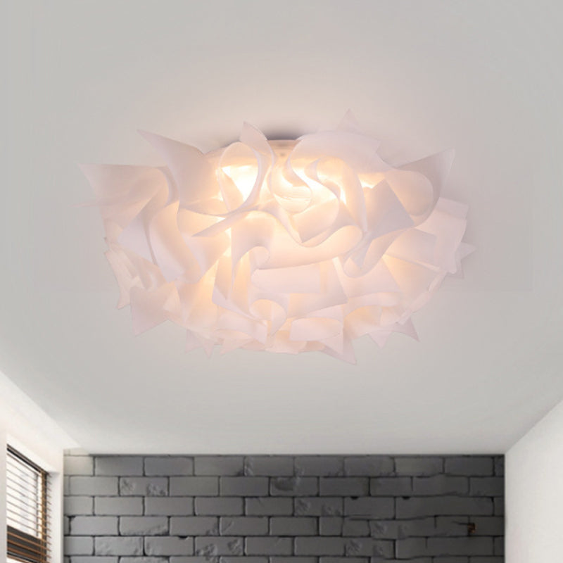Nordic Flush Mount LED Light with Twist Acrylic Shade for Bedroom in White/Brown - 3 Gear Ceiling Mount