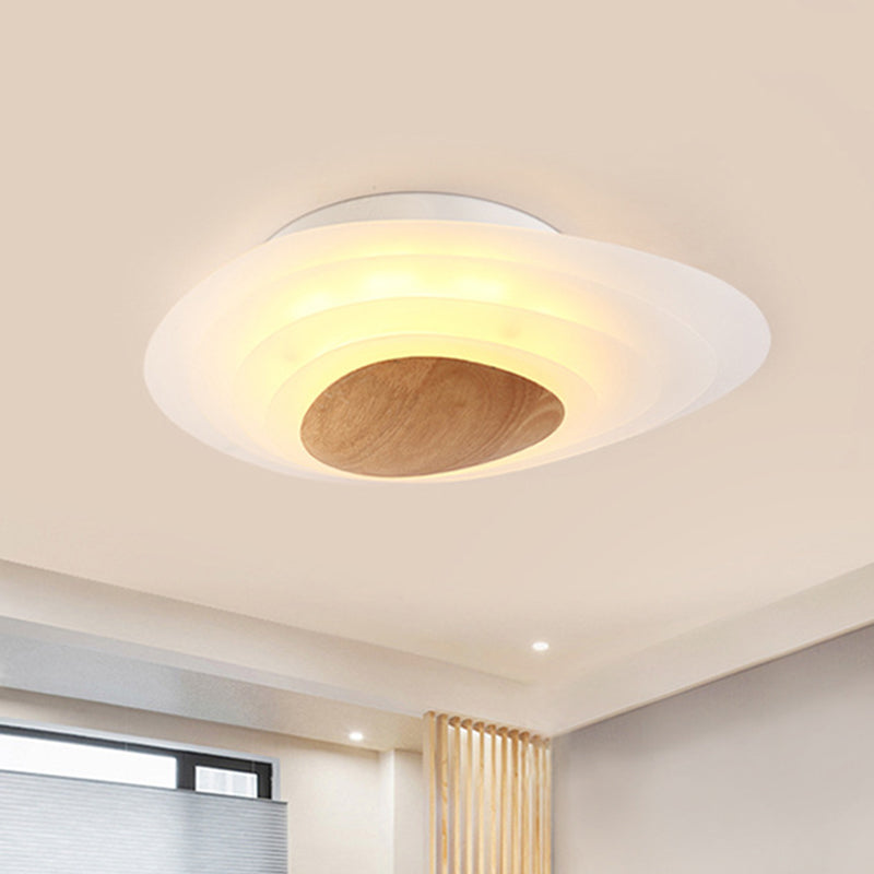 Nordic Planet Flush Mount Acrylic White LED Ceiling Fixture for Bedroom in Warm/White, 18"/23.5" Wide