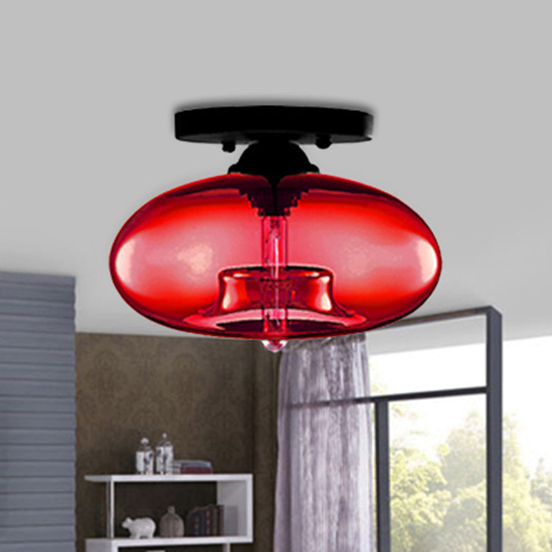 Lampe à encastrer ovale en verre de style simple avec 1 lumière - Plafonnier transparent/ambre/fumé pour couloir