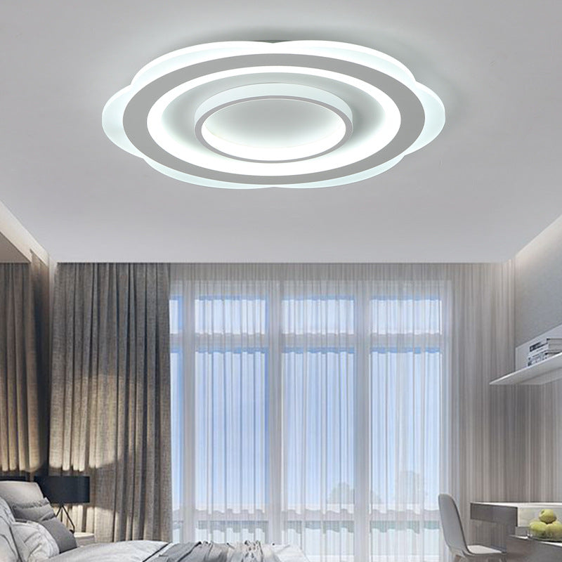 Modern Acrylic Flower Ceiling Light - 16"/19.5"/23.5" Flushmount for Living Room in Warm/White