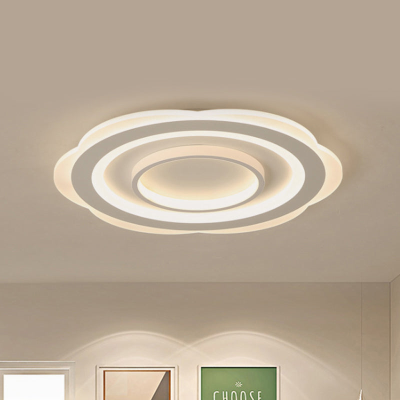 Modern Acrylic Flower Ceiling Light - 16"/19.5"/23.5" Flushmount for Living Room in Warm/White