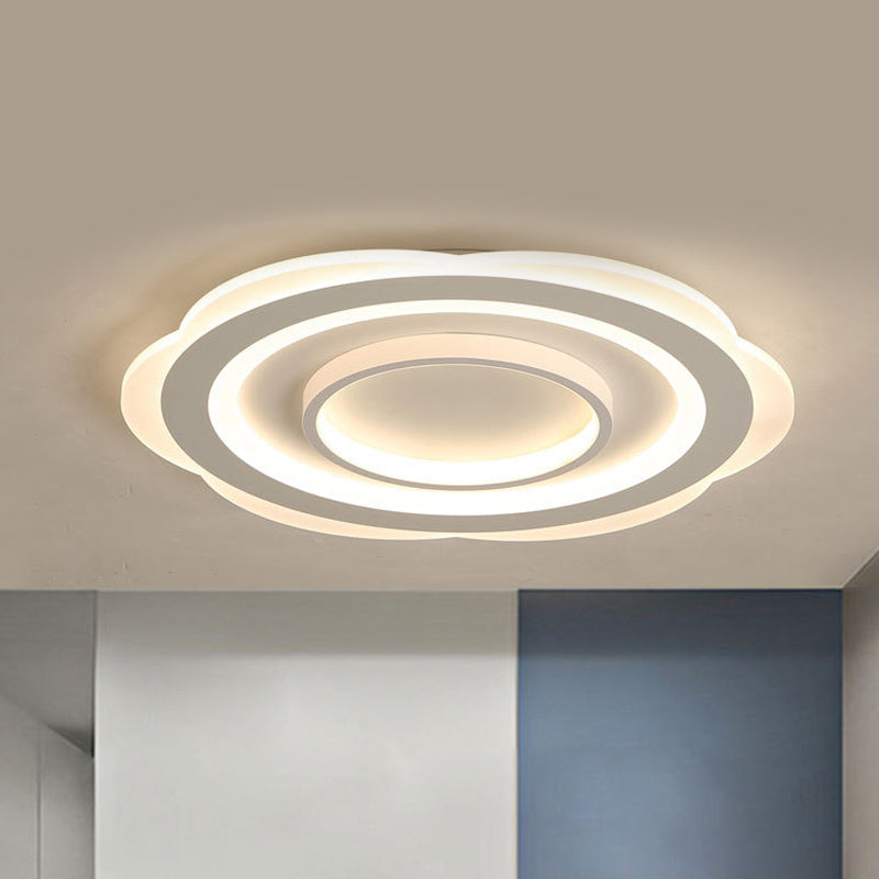 Modern Acrylic Flower Ceiling Light - 16/19.5/23.5 Flushmount For Living Room In Warm/White
