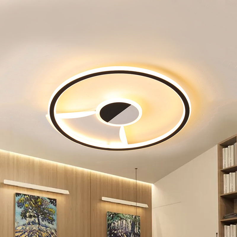 Contemporary White/Warm Flush Mount Lighting: Acrylic 16"/19.5"/23.5" Lights in Black