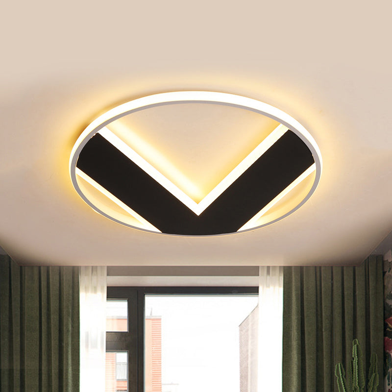 V-Shaped Ceiling Light - Modern Acrylic & Black - Creative Bedroom Lighting Fixture - 16"/19.5"/25.5" - Warm/White