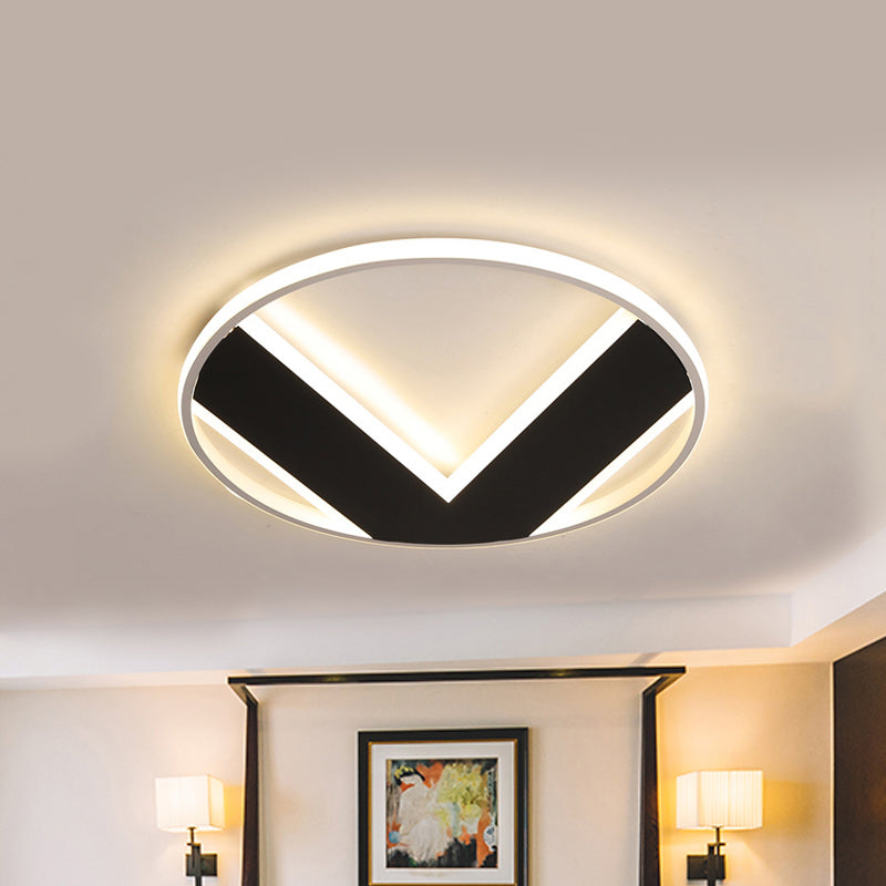 V-Shaped Ceiling Light - Modern Acrylic & Black - Creative Bedroom Lighting Fixture - 16"/19.5"/25.5" - Warm/White
