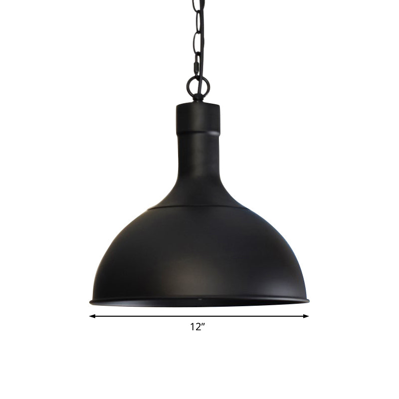 Vintage Style Metal Aged Brass/Black Pendant Lighting for Balcony - 1 Light Dome Shade Ceiling Lamp