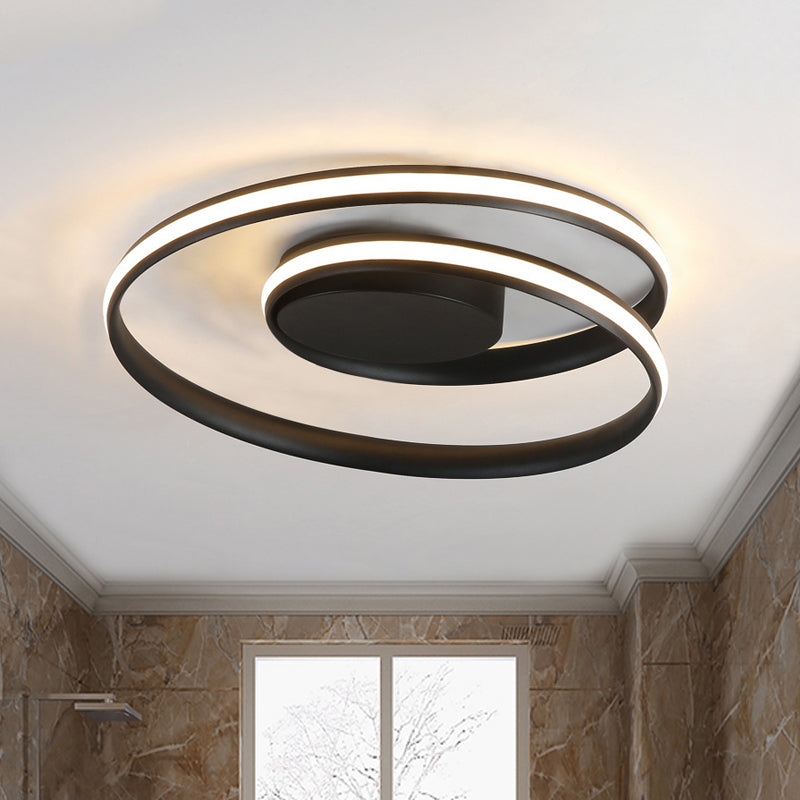 Modern Circle Ceiling Lights - White/Black Flush Mount Fixtures, Indoor Lighting (18"/23.5")