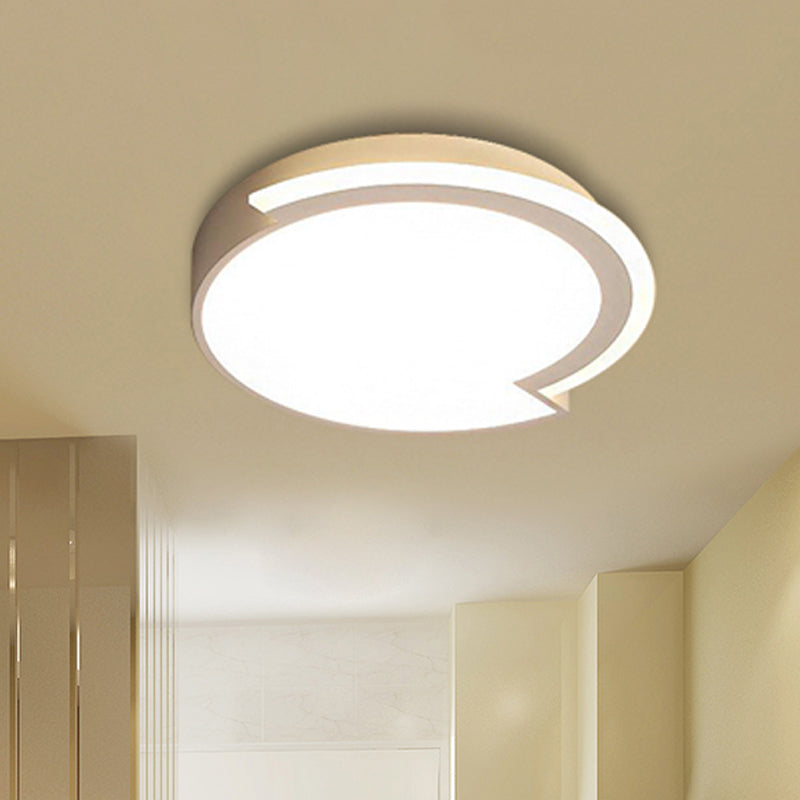Modern Round Flushmount Ceiling Fixture - White Acrylic - Multiple Sizes - Warm/White