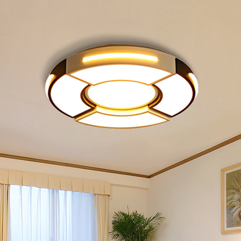 Modern Black Round Acrylic Ceiling Fixture - Unique Design, 16"/19.5"/23.5" - Warm/White Lighting
