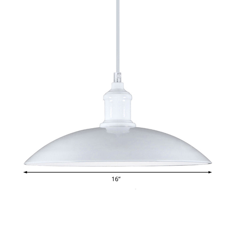 Suspension en métal de style industriel - 12,5"/16" L - 1 lumière - Noir/Blanc - pour plafond de salon