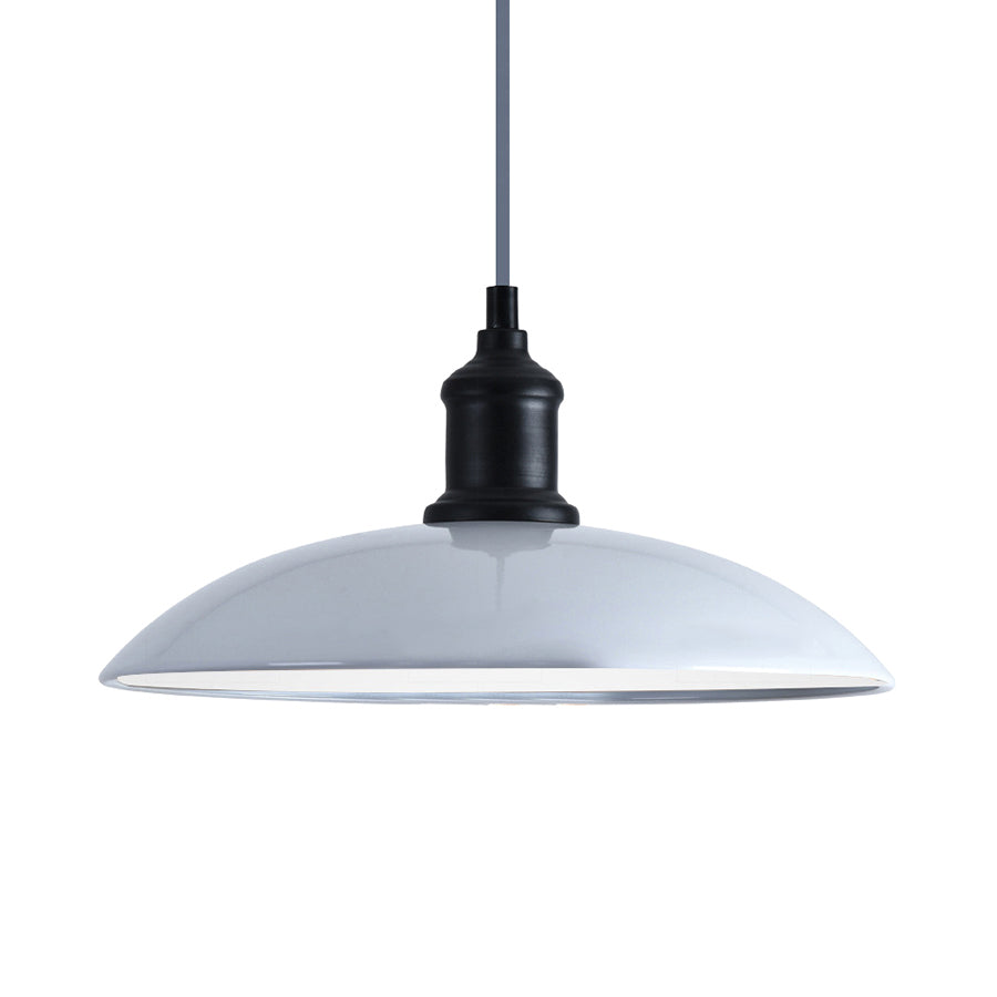 Suspension en métal de style industriel - 12,5"/16" L - 1 lumière - Noir/Blanc - pour plafond de salon