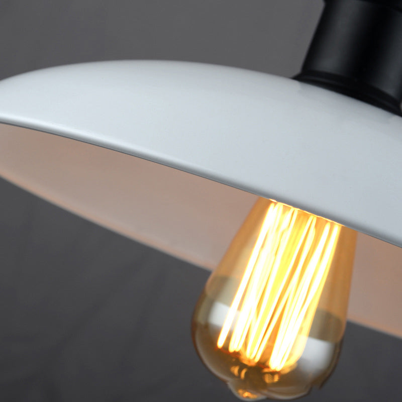 Suspension en métal de style industriel - 12,5"/16" L - 1 lumière - Noir/Blanc - pour plafond de salon