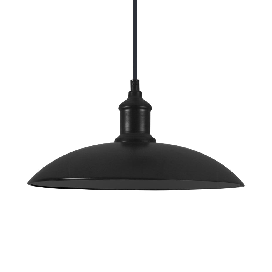 Suspension en métal de style industriel - 12,5"/16" L - 1 lumière - Noir/Blanc - pour plafond de salon