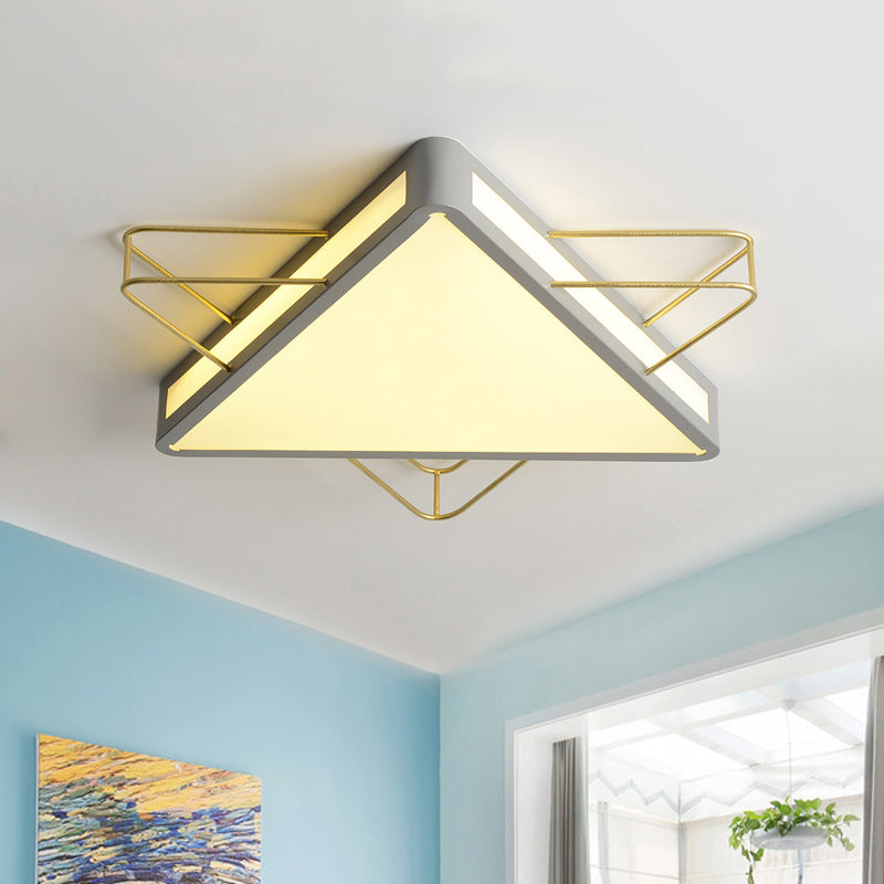 Nordic Metal Black/Grey Flush Mount Light with Acrylic Diffuser – Star/Triangle Design