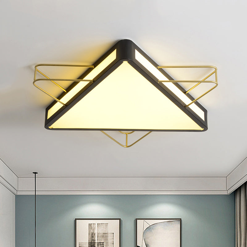 Nordic Metal Black/Grey Flush Mount Light with Acrylic Diffuser – Star/Triangle Design