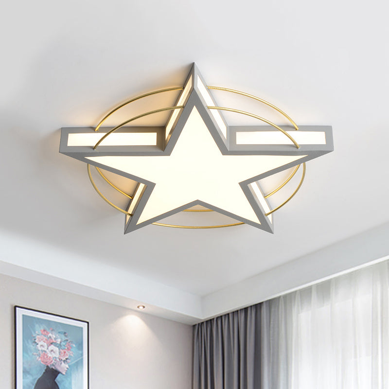 Nordic Metal Black/Grey Flush Mount Light with Acrylic Diffuser – Star/Triangle Design
