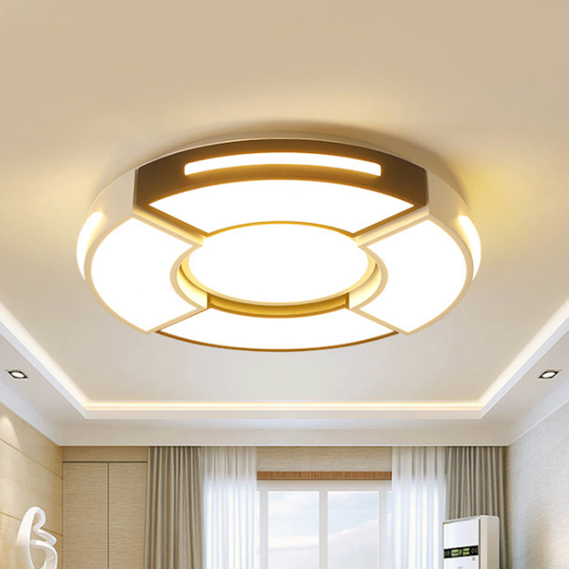 Contemporary Black & White Metal Flush Lamp with Diffuser - 3 Sizes Available