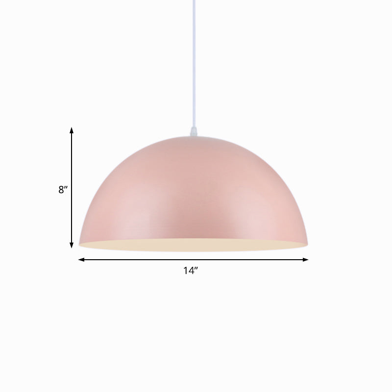 Suspension en aluminium à 1 lampe de style nordique en rose/jaune pour le salon