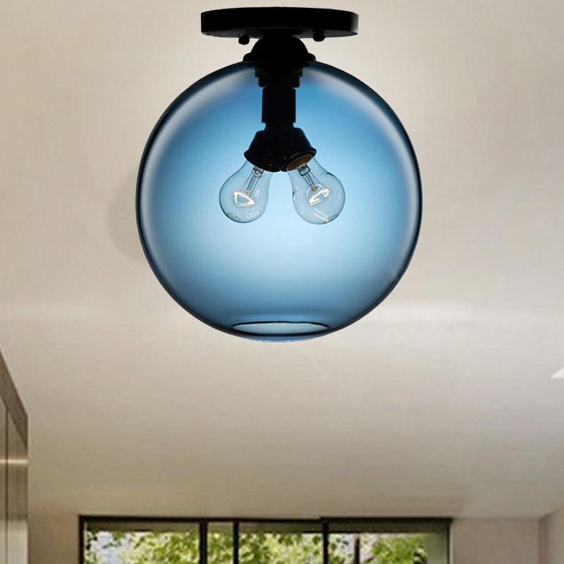 Modern 2-Head Flushmount Ceiling Lamp with Colorful Glass Shades - Global Ceiling Mounted Light"

or

"Global Modern 2-Head Flushmount Ceiling Lamp - Colorful Glass Shades Included