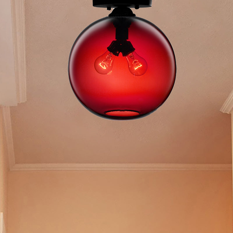 Modern 2-Head Flushmount Ceiling Lamp with Colorful Glass Shades - Global Ceiling Mounted Light"

or

"Global Modern 2-Head Flushmount Ceiling Lamp - Colorful Glass Shades Included
