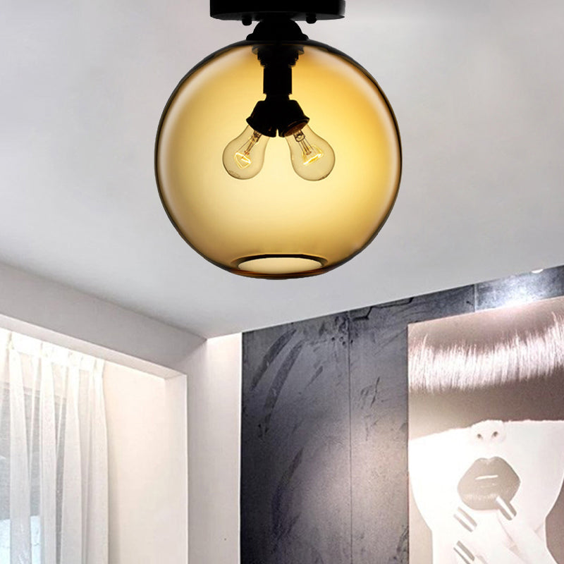 Modern 2-Head Flushmount Ceiling Lamp with Colorful Glass Shades - Global Ceiling Mounted Light"

or

"Global Modern 2-Head Flushmount Ceiling Lamp - Colorful Glass Shades Included