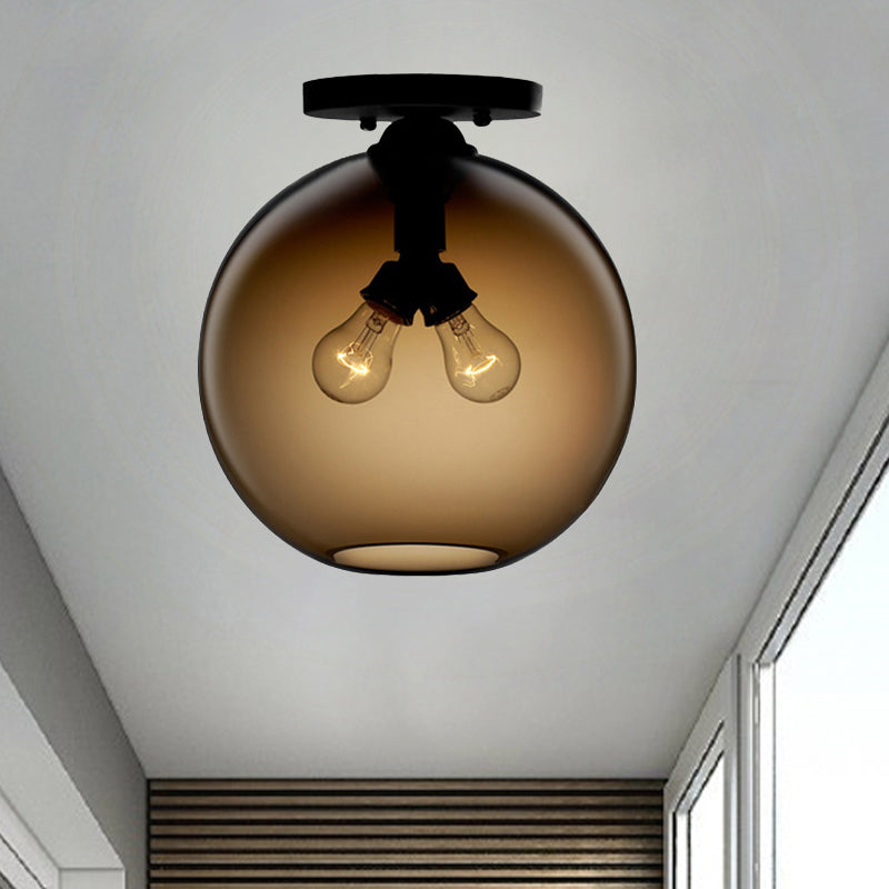 Modern 2-Head Flushmount Ceiling Lamp with Colorful Glass Shades - Global Ceiling Mounted Light"

or

"Global Modern 2-Head Flushmount Ceiling Lamp - Colorful Glass Shades Included