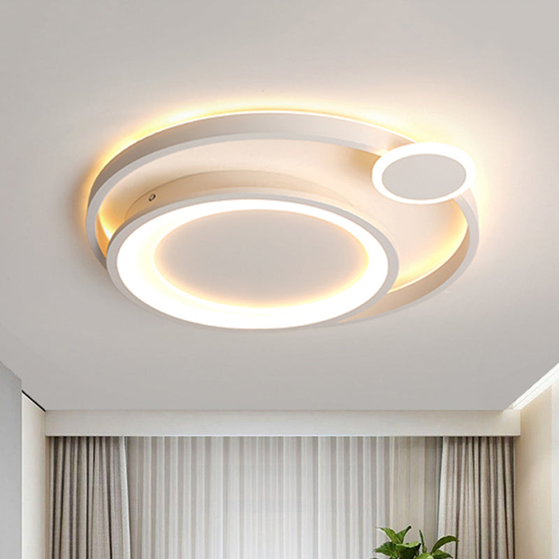 Nordic Metal Ceiling Mounted LED Flush Mount Light in Black/White with Wide Orbit Design - 15"/18"/21.5" Warm/White