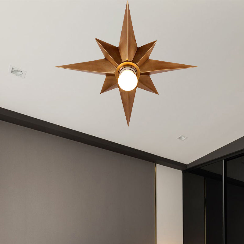 Contemporary Black/Bronze Anise Star Flush Ceiling Light - 1 Head Stairway Flush Mount Fixture