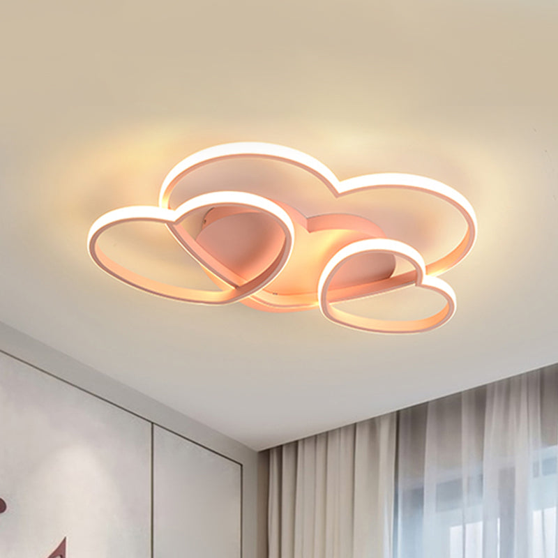 Plafonnier LED encastré en forme de cœur pour chambre d'enfant - Acrylique nordique en blanc/rose/or - 19,5" ou 23,5" de large