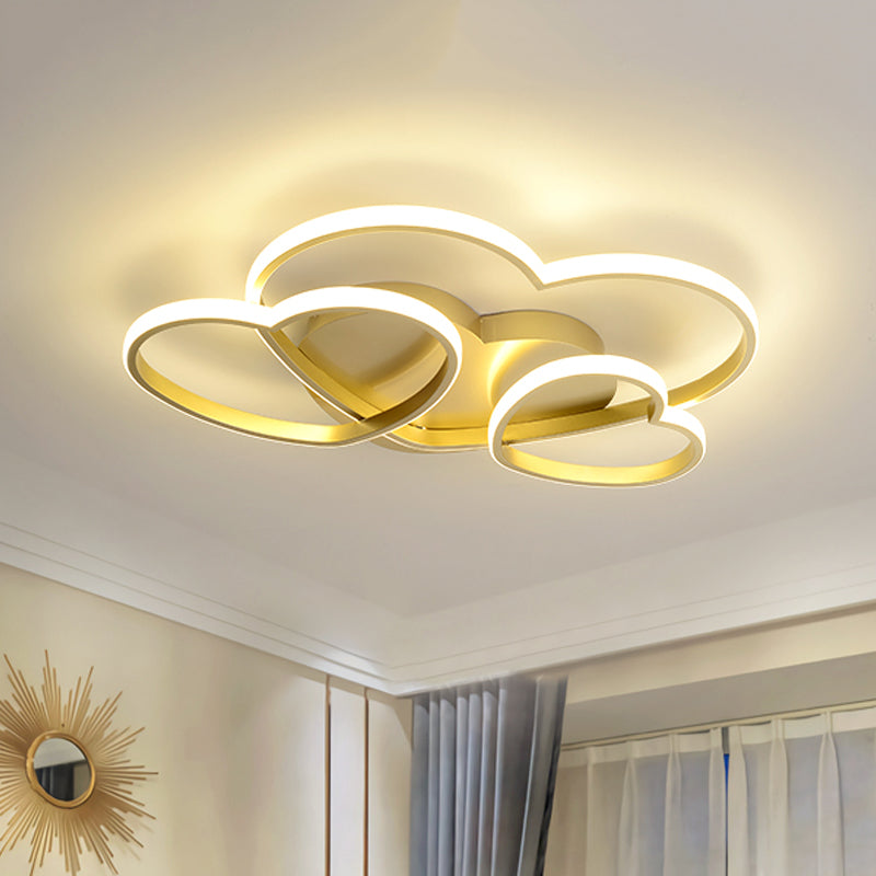 Plafonnier LED encastré en forme de cœur pour chambre d'enfant - Acrylique nordique en blanc/rose/or - 19,5" ou 23,5" de large