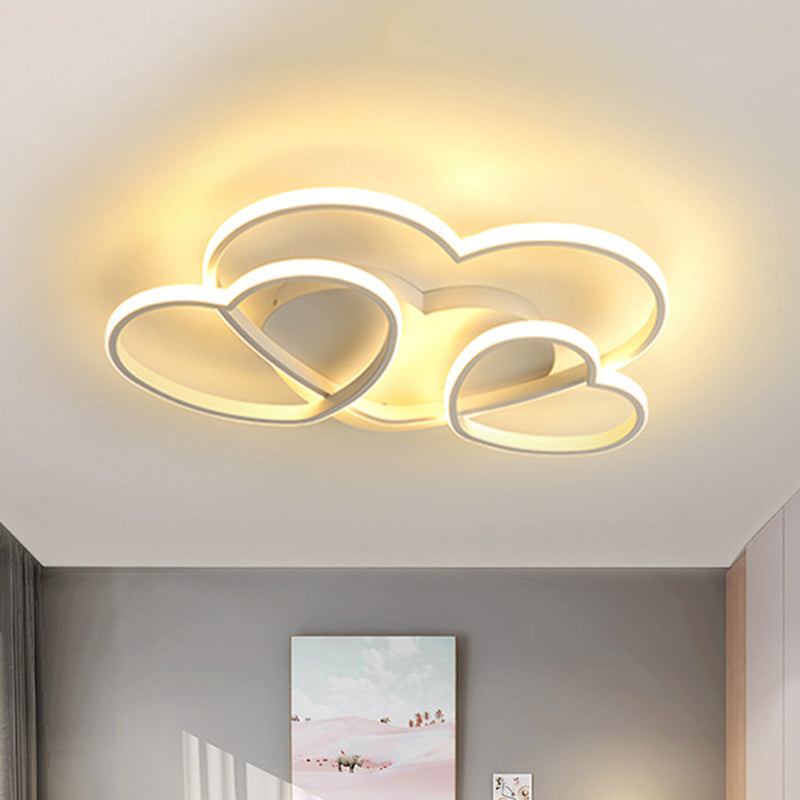 Plafonnier LED encastré en forme de cœur pour chambre d'enfant - Acrylique nordique en blanc/rose/or - 19,5" ou 23,5" de large