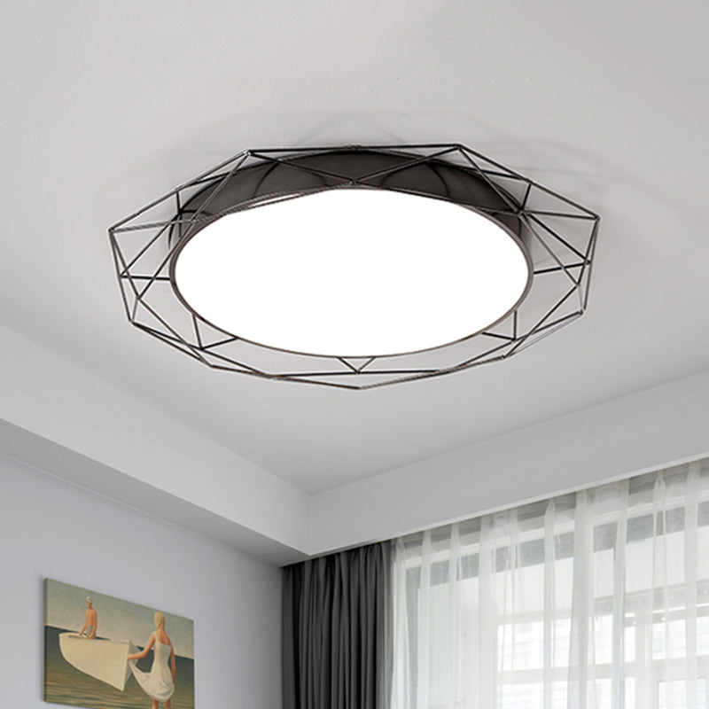 Plafonnier encastré métallique – Cadre rond en fil de fer doré/noir nordique – Idéal pour la chambre à coucher – Largeur de 21,5"/25,5"