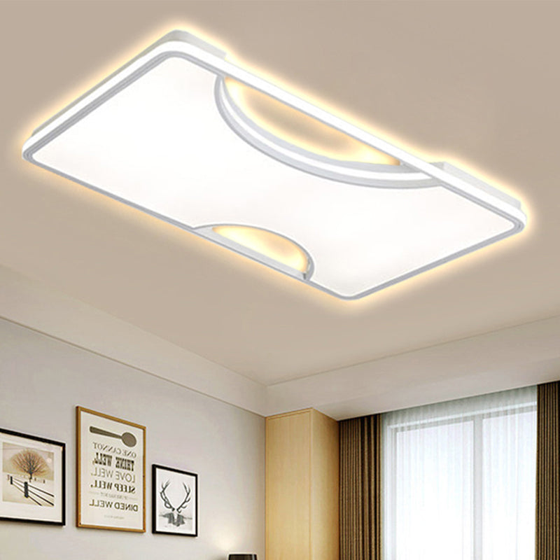 Modern Rectangular/Square Acrylic Flush Ceiling Light Led Lamp In Black/White Warm/White
