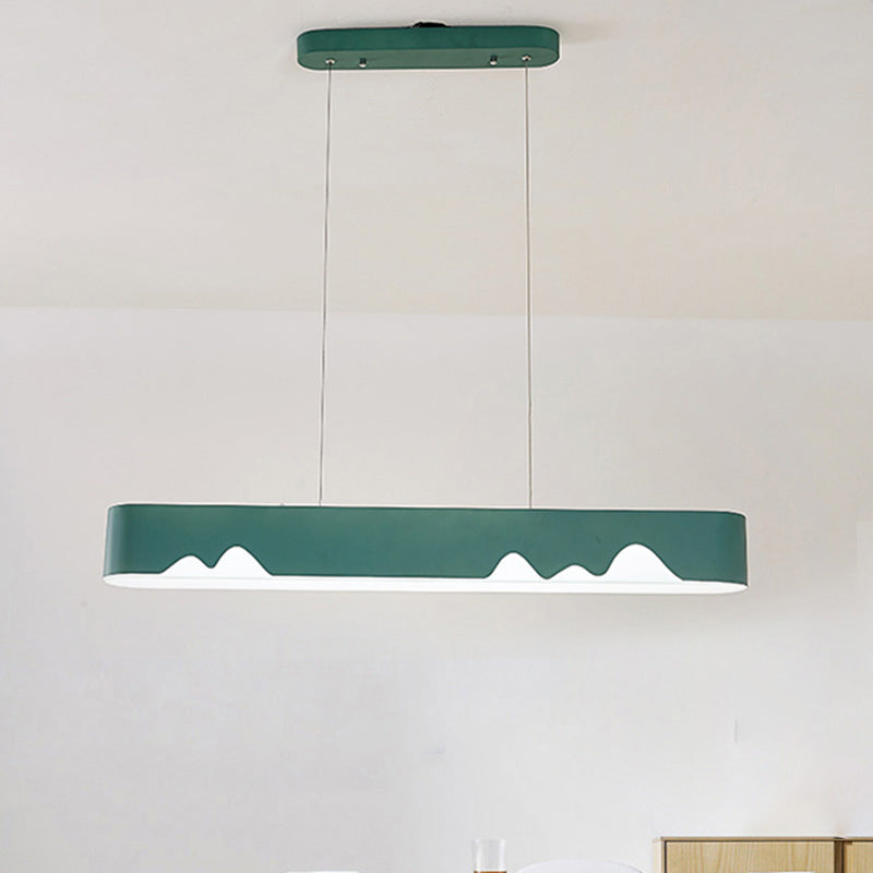 Modern Led Rectangular Linear Chandelier With Metal Hanging Ceiling Light (White/Black/Green) -