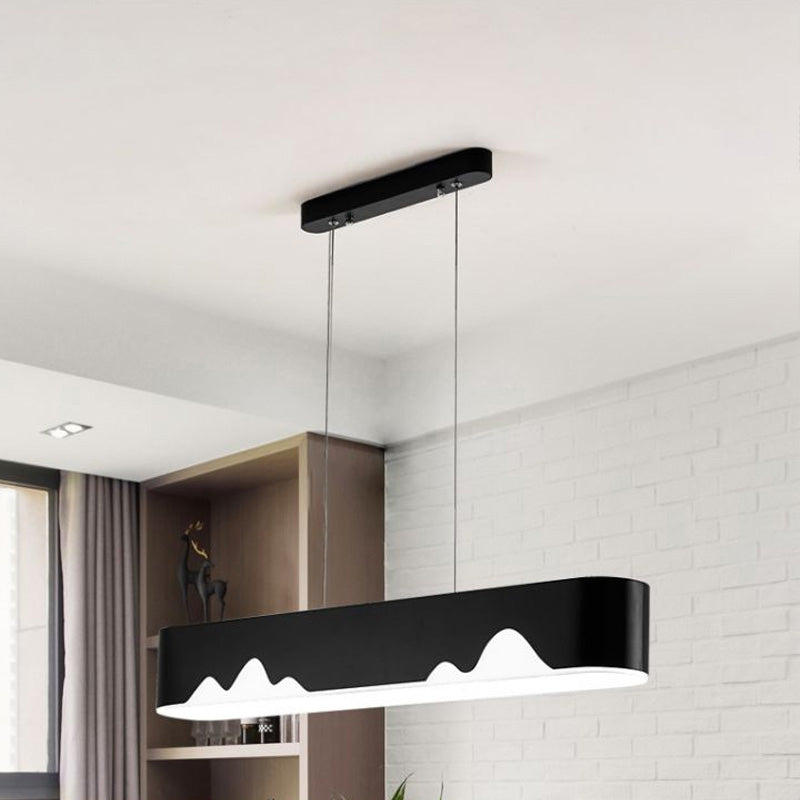 Modern LED Linear Chandelier - White/Black/Green - Rectangular Design - Hanging Ceiling Light in White/Warm Light - 35.5"/47" Wide