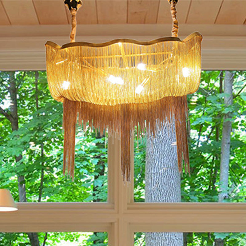 Tassel Empire Chandelier: Modern Nordic Style, 12-Light Metal Hanging Light Fixture in Gold/Silver