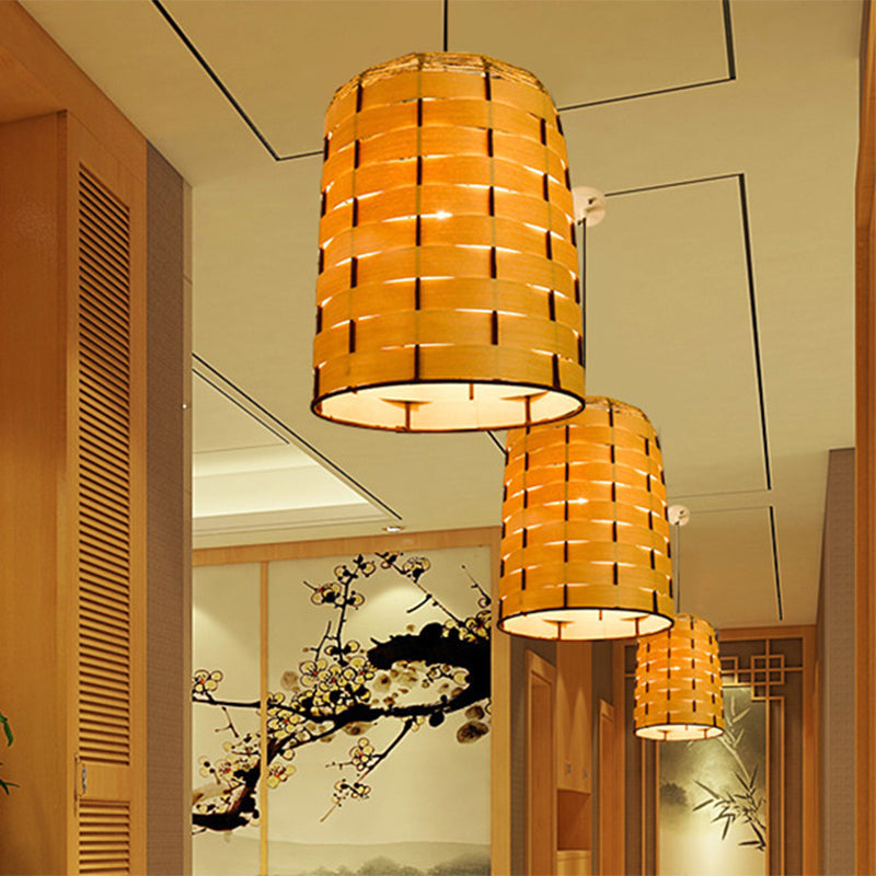 Suspension à dôme large de 10"/12" - Lampe suspendue contemporaine en bois beige