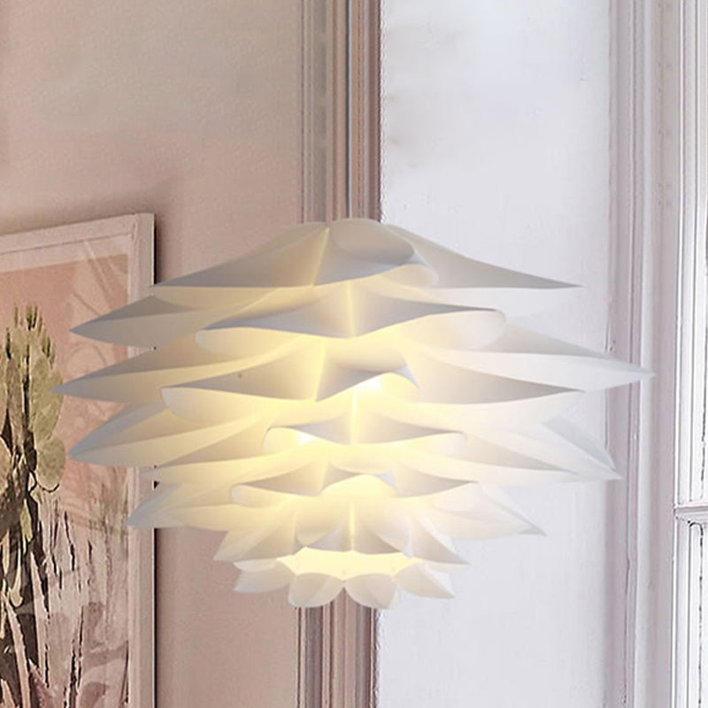Suspension en acrylique Lotus à 1 ampoule pour chambre à coucher, plafonnier suspendu blanc - 14"/18"/21,5" de large
